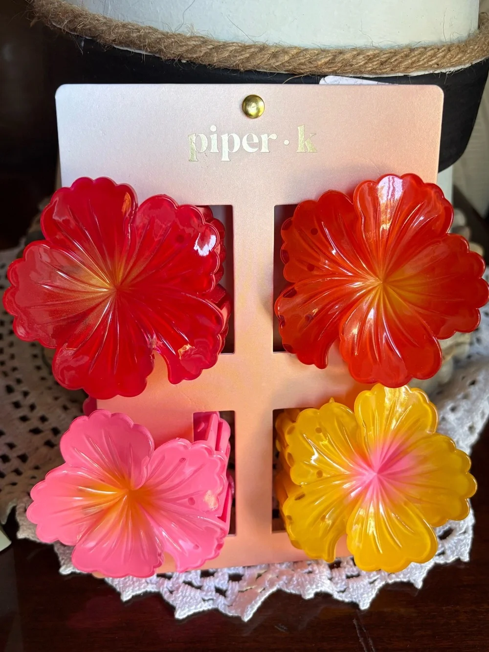 Piper•K Floral hair Clip Set — Red, Orange, Pink, Yellow